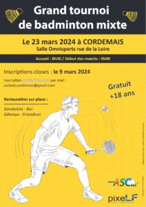 Lire la suite à propos de l’article Tournoi mixte – Badminton
