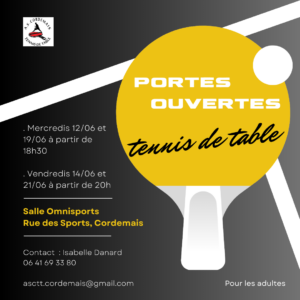 Lire la suite à propos de l’article Portes ouvertes – Tennis de table